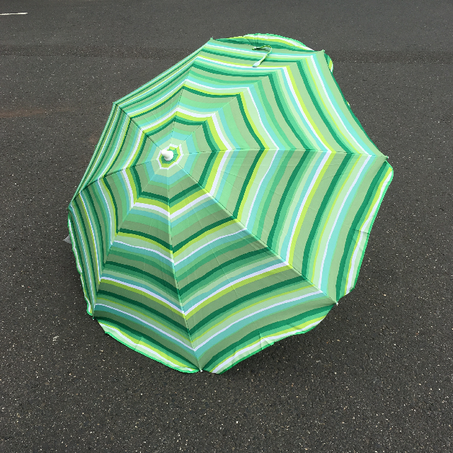 UMBRELLA,  Beach, Three Tone Green Stripe ( Short Size ) Small